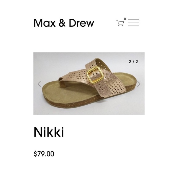 🆕 Max & Drew Nikki rose gold leather perforated slip on sandals comfort - Picture 5 of 8